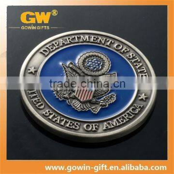 American antique brass eagle enamel engraved souvenir challenge coin