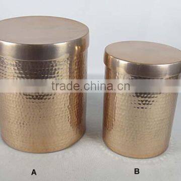 Copper Hammered Jar , Pure Copper Canister Box With Cap , Metal Copper Box, Coffee , Sugar , Tea, Cookies Box, Gift Box, Storage