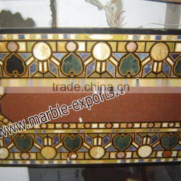 Stone Inlay Rectangle Table Top, Marble Inlay Rectangle Table Top