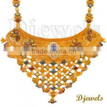 Gold Kundan Necklaces,22K Indian Kundan Necklaces, Kundan Jewelry