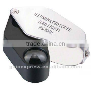 10x Folding Jeweler Loupe Magnifier + LED Light, 18mm Lens Jewel Identifier Tool photo-3