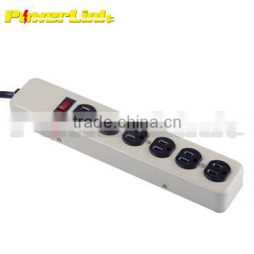 H80154 UL/CUL 6 outlet metal power strip with surge protectors / power bar / power sockets