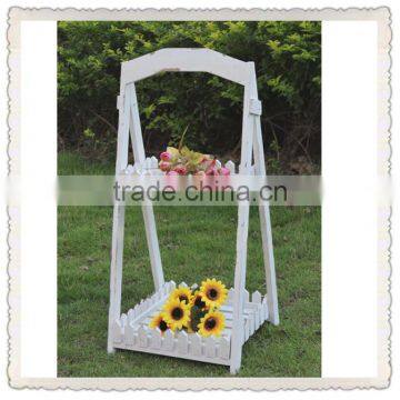 Newest Vintage Green Wood Flower Stand photo-2