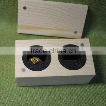 2017 New Arrival Top Grade Quality Handmade Unfinished Wooden Jewelry Gift Packing Box for Two Rings With EVA and Magnet photo-3