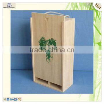 String Handle 2 Bottles Sliding Lid Wine Suitcase photo-3