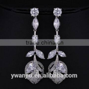 Wholesale Stock Small Order Fashion Women Long Style Rose Flower Zircon Earrings photo-2
