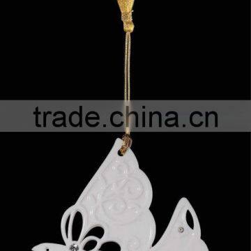 Hot Sale Porcelain Christmas Dove Hanging Ornament Stand with Porcelain Ball Pendant WS331-SS10098B