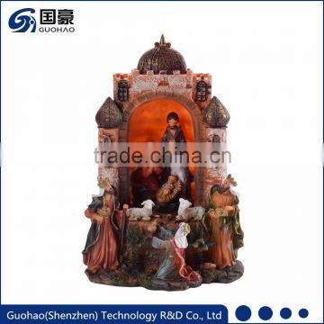 Resin religious indoor ornaments bethlehem scene christmas nativity set