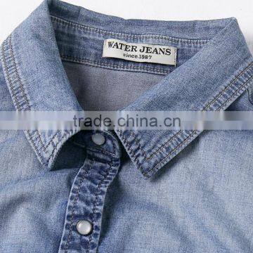 China Wholesale New Design Customized Shirt Denim Lady Blouse for Women photo-5