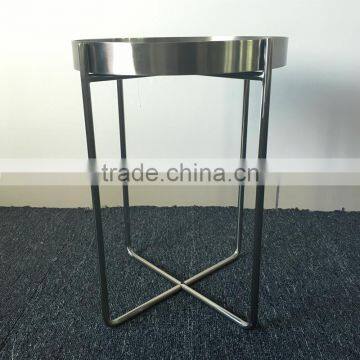 Wholesale Living Room Furniture Chrome Plating Sofa Side Table With Metal Folding Legs photo-2