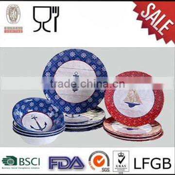 Customized logo print plastic dinner set melamine tableware manufacturer