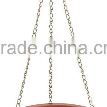 ROUND PLASTIC HANGING PLANTER W/METAL CHAIN