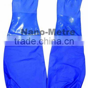 NMSAFETY blue pvc gloves long cuff industrial glove for fishing/anti oil gloves