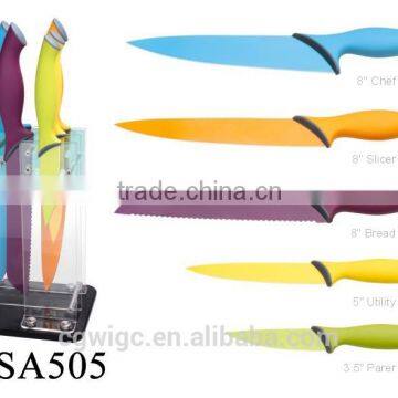 5PCS Non-Stick Coating PP Handle Knife Set