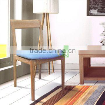 Dining Chair Japanese Style Made From Solid teak Wood , White Wash Color , seater With Denim Fabric