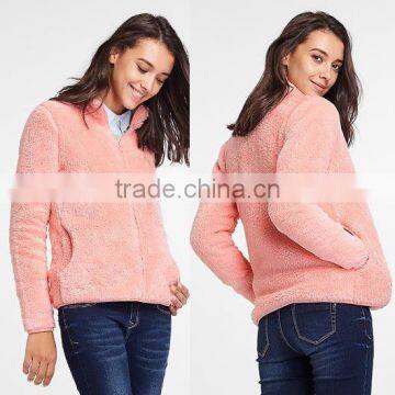 wholesale winter autumn spring plua size fashion custom Springs Sherpa Lined Pull Full Zip coral fleece jacket blazer coat