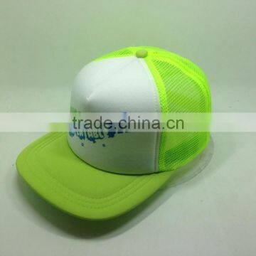 Fluorescent Yellow Trucker Style Snapback Cap With Sponge Mesh Cap photo-2