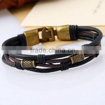 Handmade Accessories Cow Leather Unisex Fashion Braid Bracelet photo-5