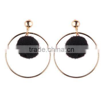 Fashion Colorful Pompon Gold Plated Hoop Earrings for Women Accessories photo-4