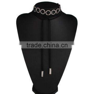 Simple Brand Dimond Choker Necklace With Long Leather Rope Accessories photo-3