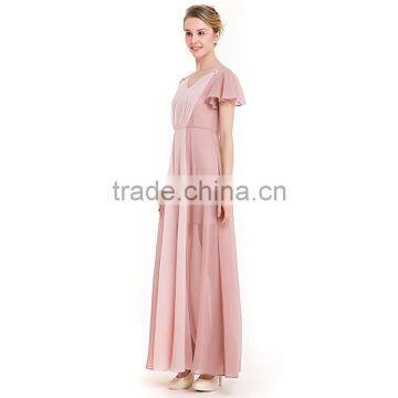 Maxnegio Fashion Pink Maxi Patchwork Chiffon Eveing Dress With Ruffle Women Dress photo-5