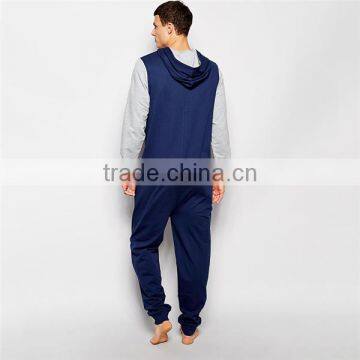 PA0041A Plain Adult Onesie Jumpsuit With Contrast Sleeve and Tipped Rib photo-2