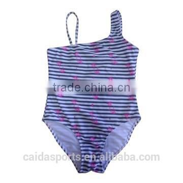 Black linear design baby girl swimwear one piece