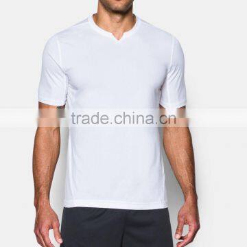 Mens Short Sleeve Tops Casual Quick Dry Slim Fit Polyester Spandex Blend Stretchy Material Tops Football Tee Solid Custom Color photo-5