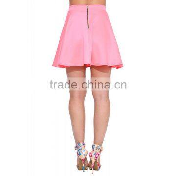 MGOO Stock Wholesale Price Women Pink Summer Pleated Skirts For Women Plain High Waist Skirts 15144C008 photo-3