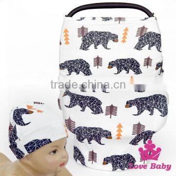 New Design Baby Product Printed Car Cover With Same Fabric Hat Mother Public Location Feeding Hood photo-6
