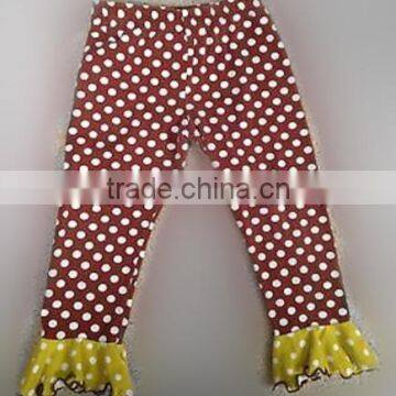 Boutique girls summer long cotton petti pants with polka dots wholesale ruffles trousers for children unique design kid leggings