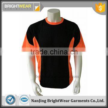 100% polyester birdeye fabric contrast color short sleeve warning t-shirt