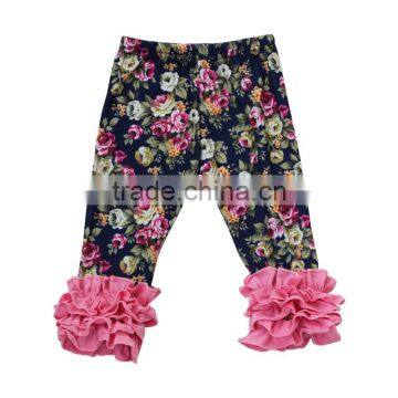 Latest Baby Clothes Summer Kids Flutter Tank Top With Capris Sets Girls Printed Flower Cotton Clothinf Set photo-3