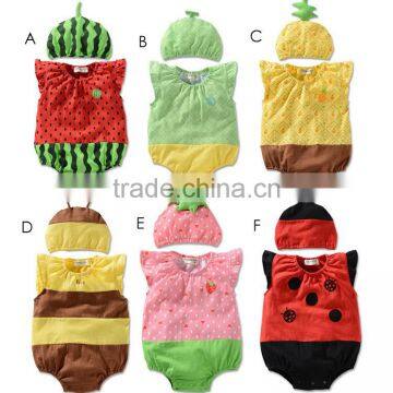 Factory supply new fashion funny baby girl boy rompers w/ hat newborn clothing set