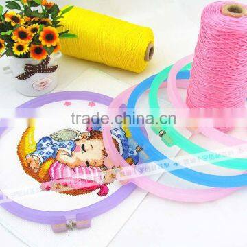 Cross Stitch Hoop Colorful Diameter 24cm Plastic Cross Stitch Embroidery Hoop Handy Adjustalbe Ring Hoop Frames photo-2