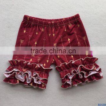 Hot Sale Summer Cotton Knit Kids Ruffle Shorts Arrow Printed Baby Girls Icing Shorts Children Clothes