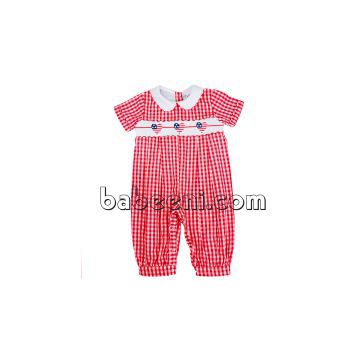 Cute heart hand smocked boy bubble romper - BC 673