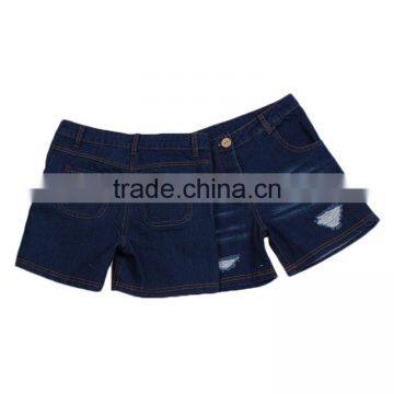 Latest Fashion Design Little Girls Denim Jeans Shorts With Belt Popular Broken Hole Style Wholesale Store Buttons Stylish Shorts photo-2
