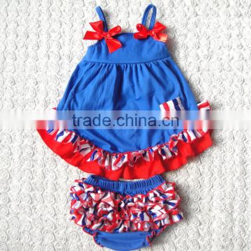 Girls Bodysuit Floral Print Blue Dress Headband