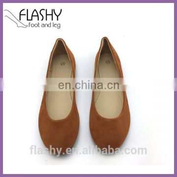 Wholesale lady slip on shoes suede leather classic flat shoe flocking