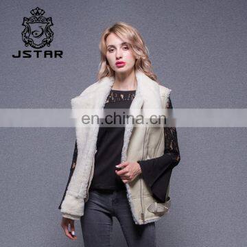 Fashion Double Face Leather Fur Ladies Lamb Woolen Vest