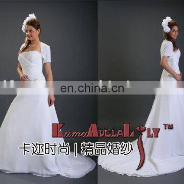 EB506J Custom made off-shoulder Wedding dress short sleeves small coat bridal dress