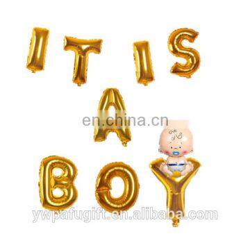 Baby Girl Shower silver Balloons "ITS A BOY" Letters Alphabets Foil Balloons