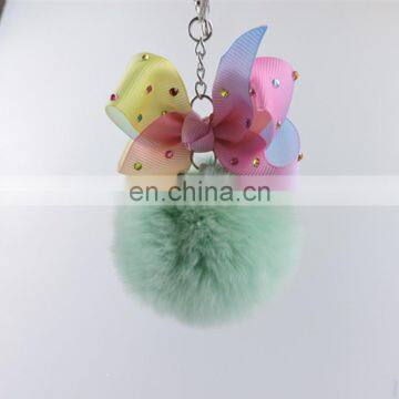 Promotion 2017 Fur Ball With Bow Knot Key Chain Wholesale photo-4