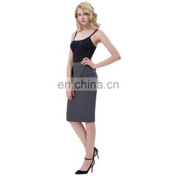 Grace Karin Womens Solid Color High Stretchy Hips-Wrapped Grey Vintage Retro Pencil Skirt CL010454-5 photo-4