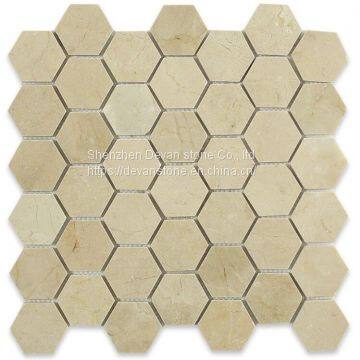 Stylish Crema Marfil Herringbone Bathroom Wall Mosaic photo-3