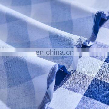 100% Polyester Stain Resistant Waterproof Printed Checks Dark Blue Checkered Pattern Table Cloth photo-3