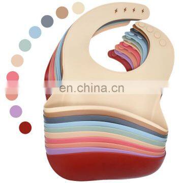 RTS Feeding Bib Waterproof Adjustable Fit Waterproof Bibs Silicone Baby Bib