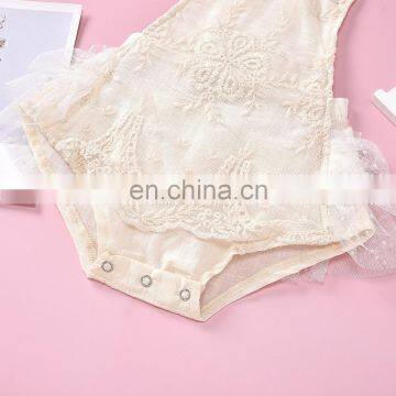 Newborn Baby Girls Bodysuits Lace Flowers Print Sleeveless Lovely Jumpsuits