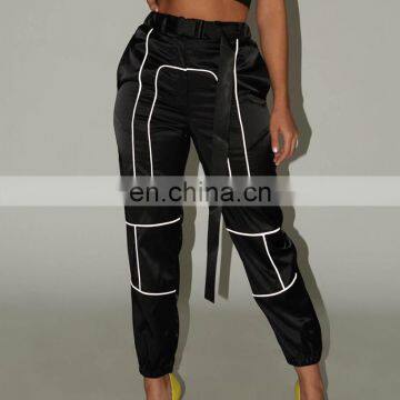 Hot Sales Best Sellers Women Fashion Tie Feet Pants Ladies Reflection Overalls Women Trousers photo-4